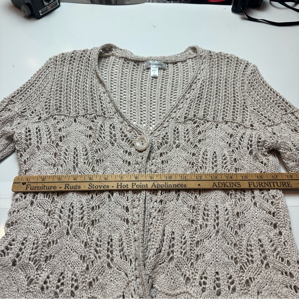 Vintage 2000s dressbarn Crochet Knit Cardigan | Cotton Boho Cottagecore Layering - Picture 9 of 11